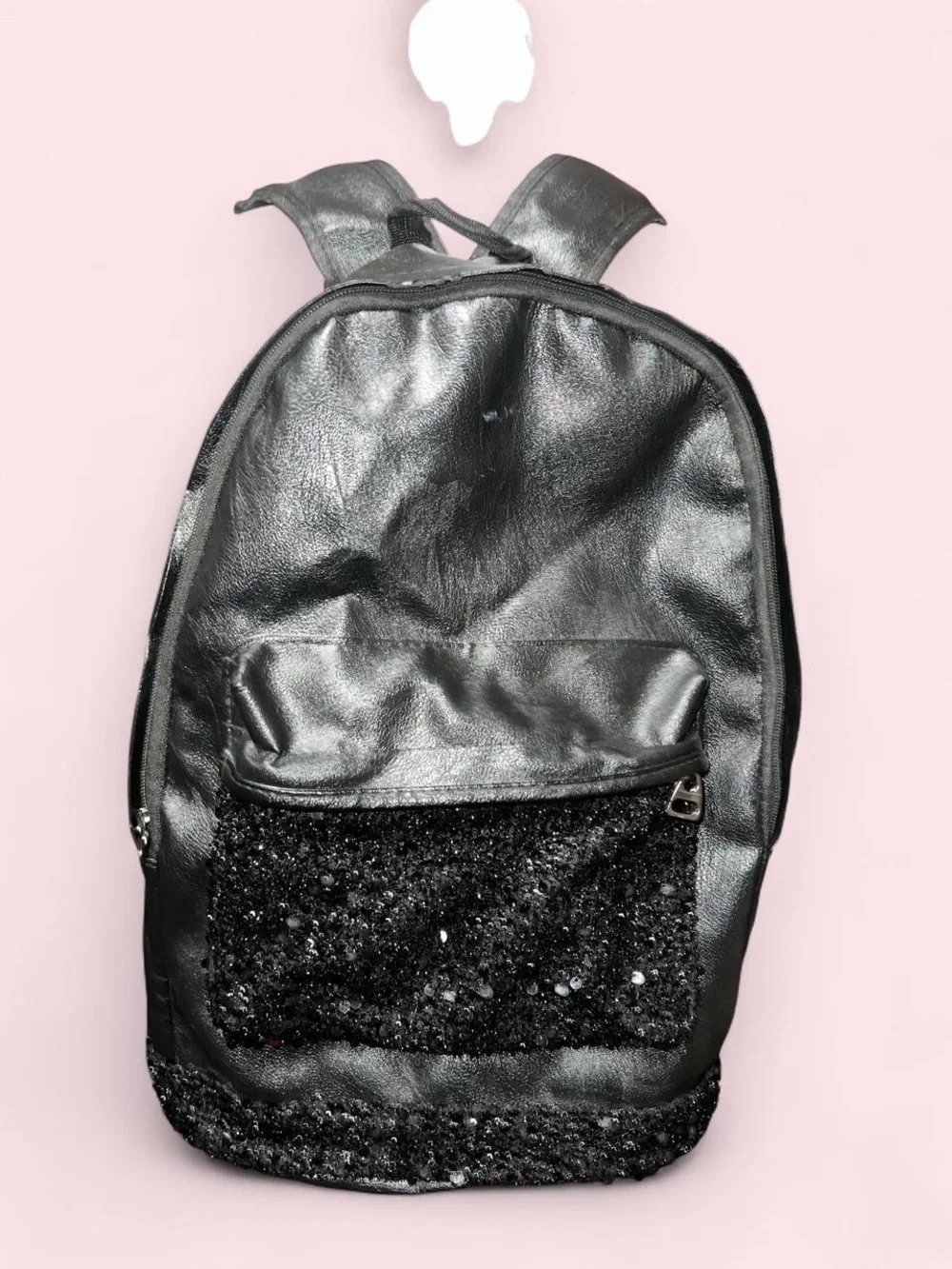 Black Sequin Accent Backpack - Women
